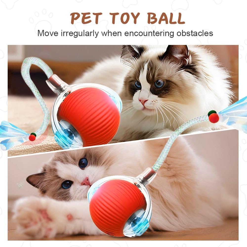 Interactive 360Β° Rotating Cat Ball Toy, Automatic Moving for Cats and Dogs
