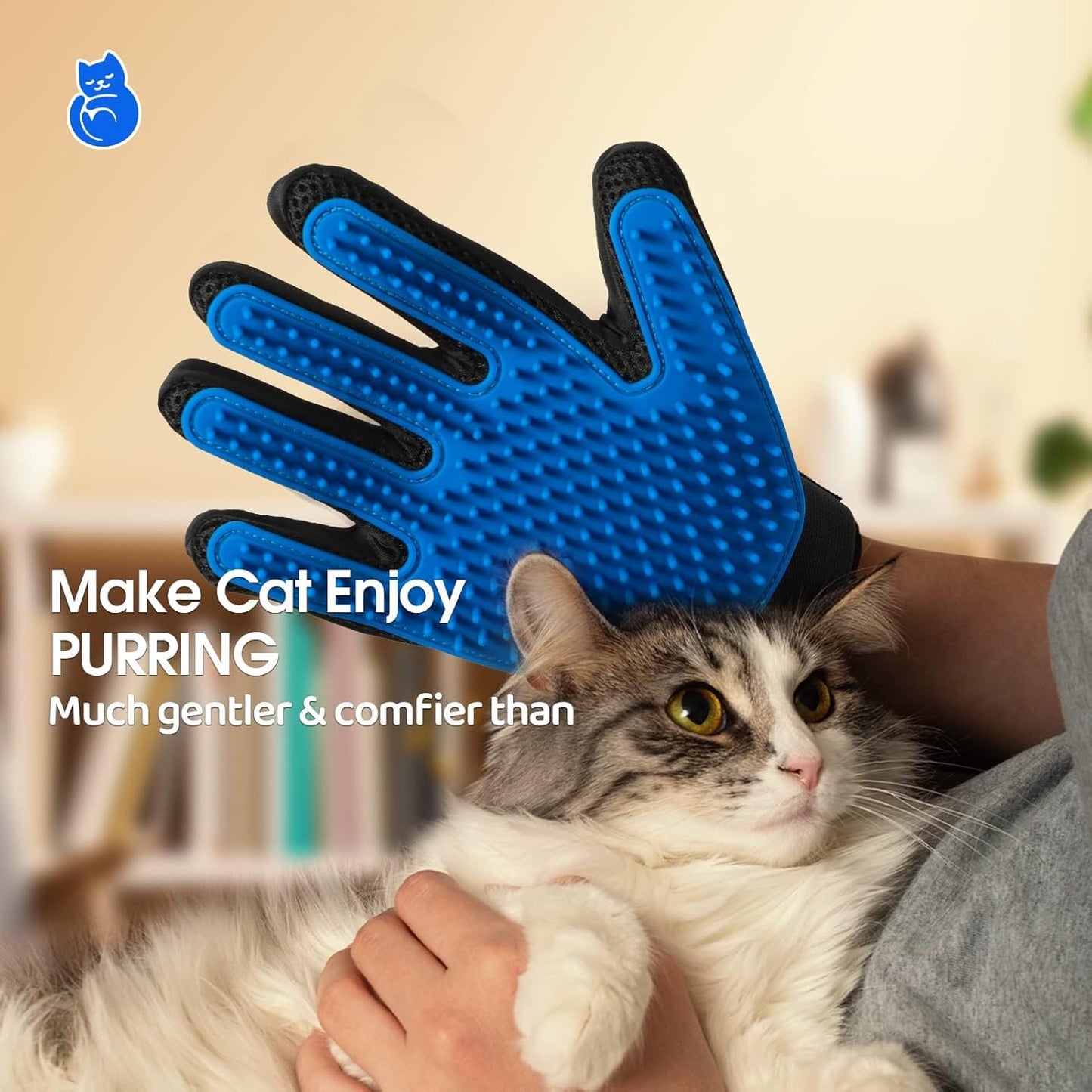 Upgraded Pet Hair Remover Gloves – 1 Pair (Blue)