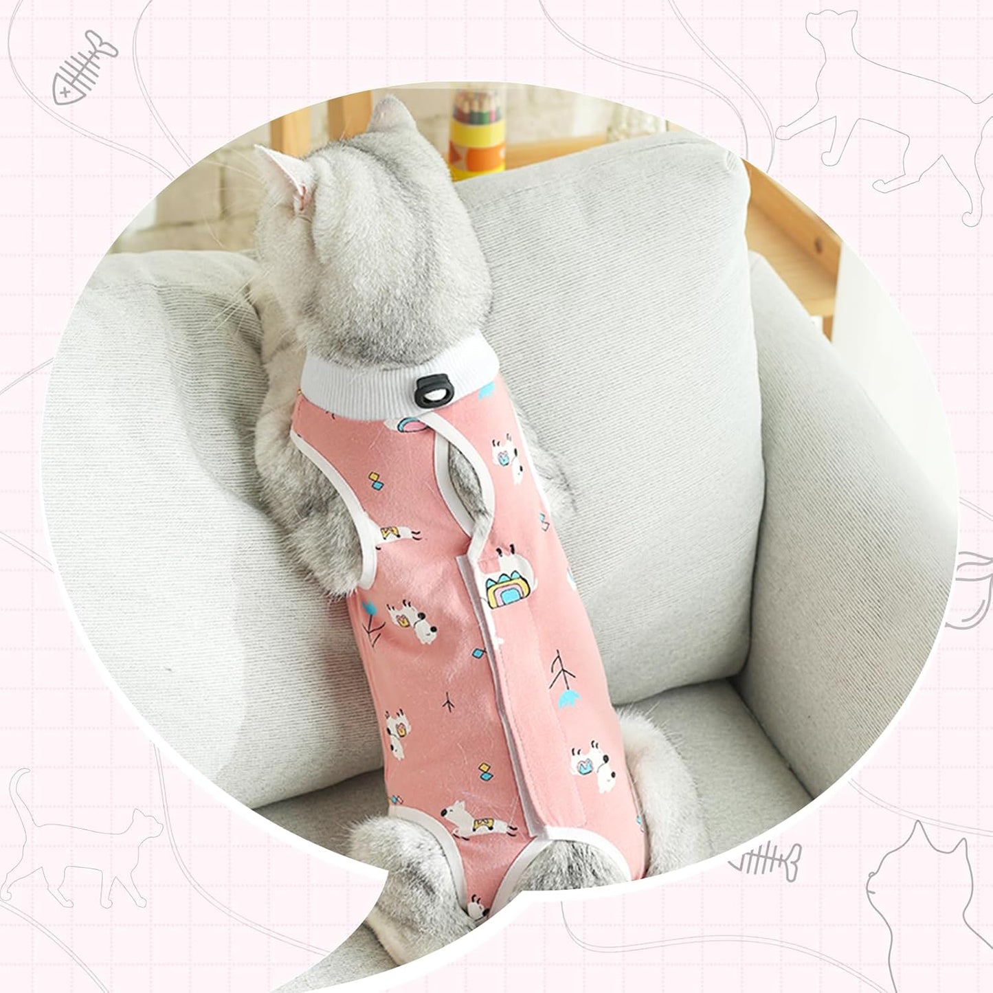 2 PCS Cat Recovery Suit for Spay, Abdominal Wounds, E-Collar Alternative (Medium)