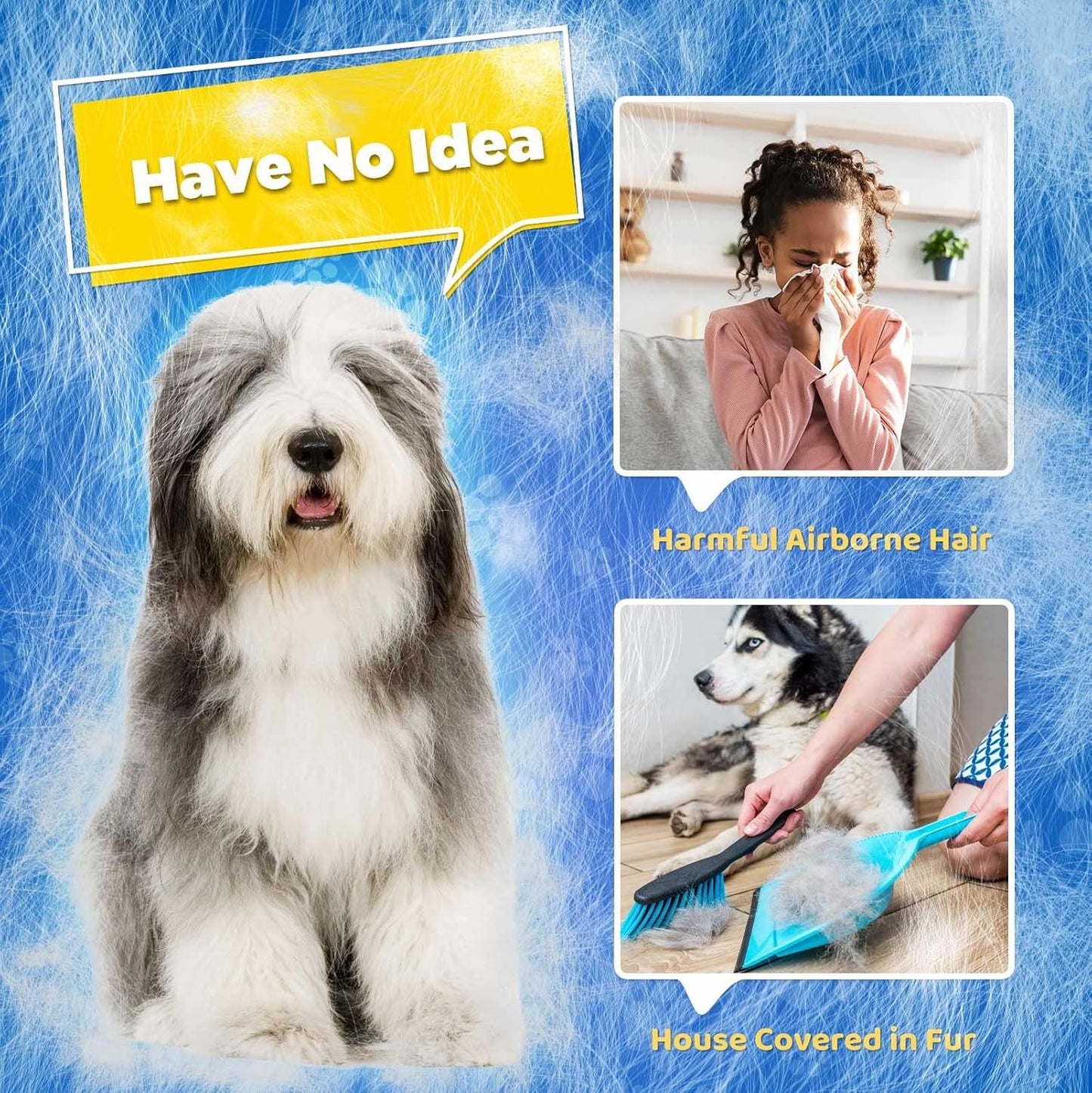 Upgraded Pet Hair Remover Gloves – 1 Pair (Blue)