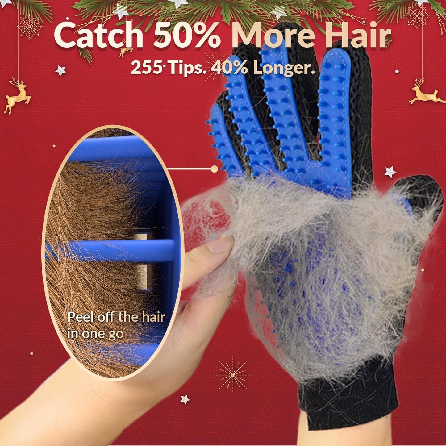 Upgraded Pet Hair Remover Gloves – 1 Pair (Blue)