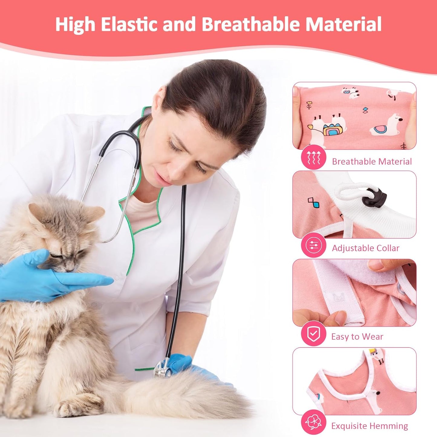 2 PCS Cat Recovery Suit for Spay, Abdominal Wounds, E-Collar Alternative (Medium)